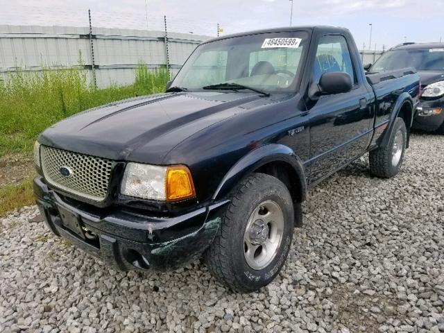 1FTYR11E31PB64764 - 2001 FORD RANGER BLACK photo 2