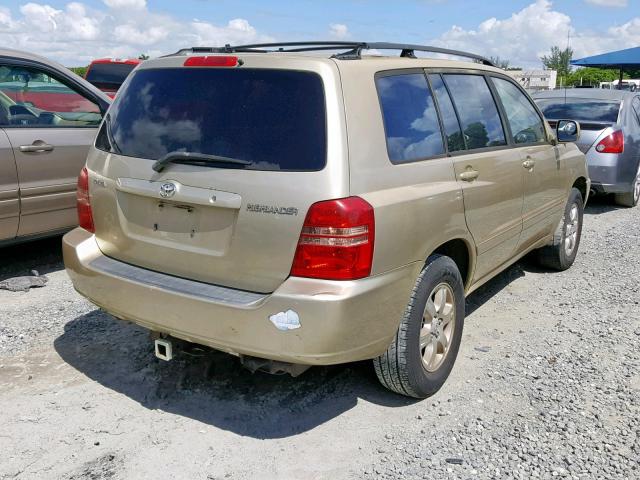 JTEGD21A810016661 - 2001 TOYOTA HIGHLANDER GOLD photo 4