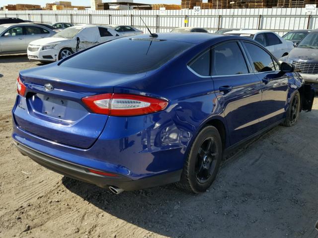 3FA6P0G76ER334488 - 2014 FORD FUSION S BLUE photo 4