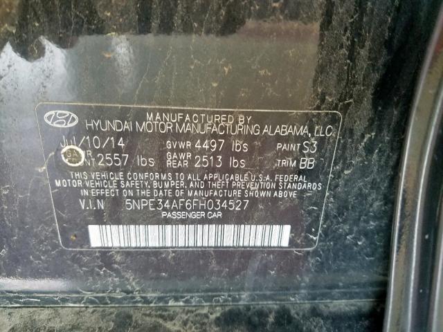 5NPE34AF6FH034527 - 2015 HYUNDAI SONATA SPO BLACK photo 10