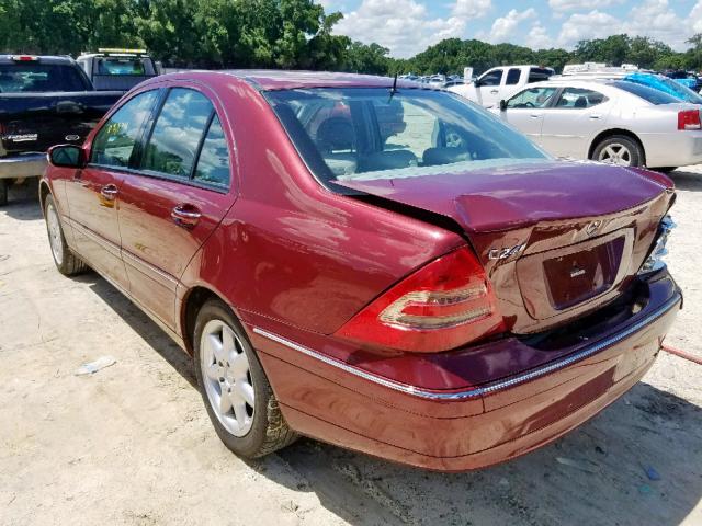 WDBRF61JX1F095857 - 2001 MERCEDES-BENZ C 240 BURGUNDY photo 3