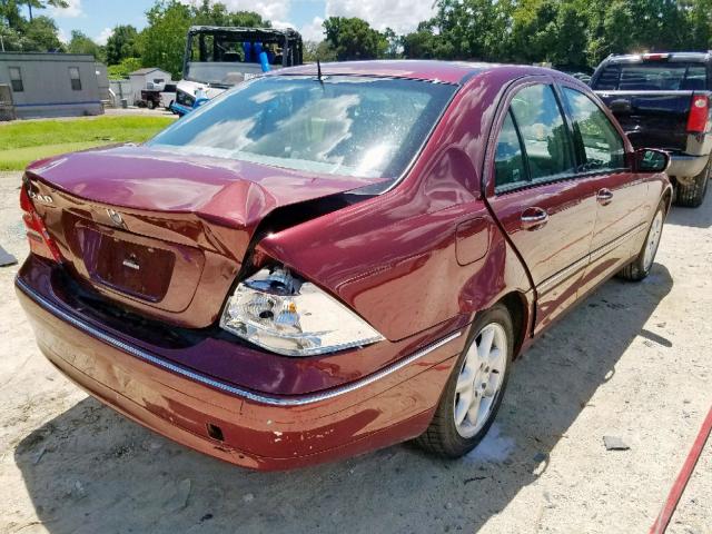 WDBRF61JX1F095857 - 2001 MERCEDES-BENZ C 240 BURGUNDY photo 4