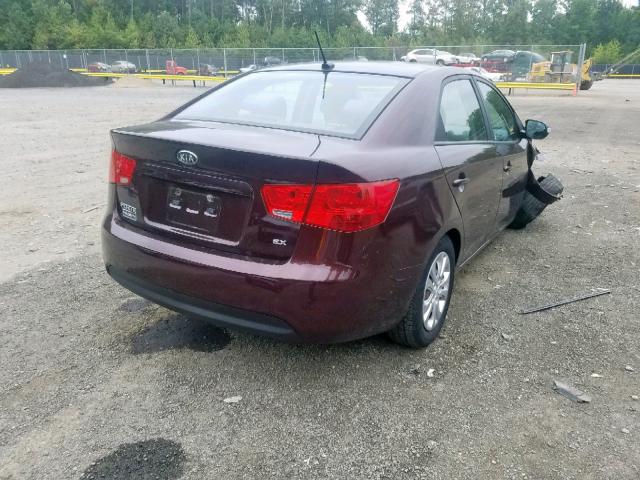 KNAFU4A28A5849784 - 2010 KIA FORTE EX BURGUNDY photo 4