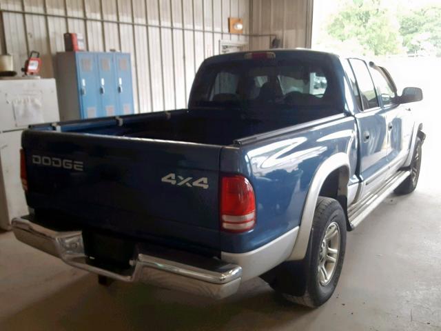 1B7HG48N42S541064 - 2002 DODGE DAKOTA QUA BLUE photo 4