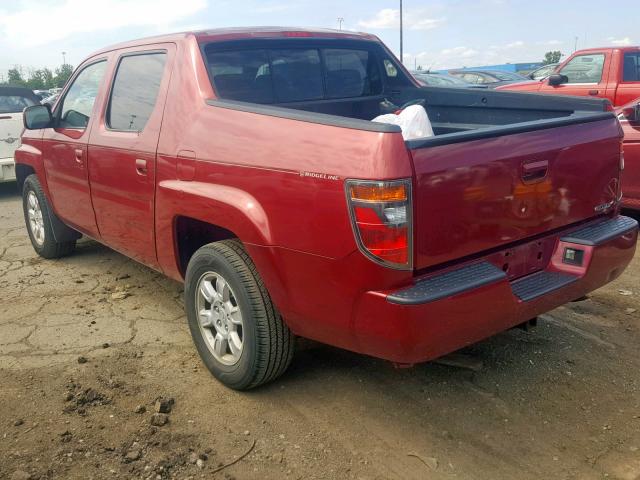 2HJYK16476H554326 - 2006 HONDA RIDGELINE RED photo 3