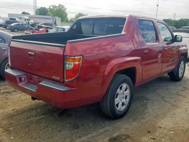 2HJYK16476H554326 - 2006 HONDA RIDGELINE RED photo 4