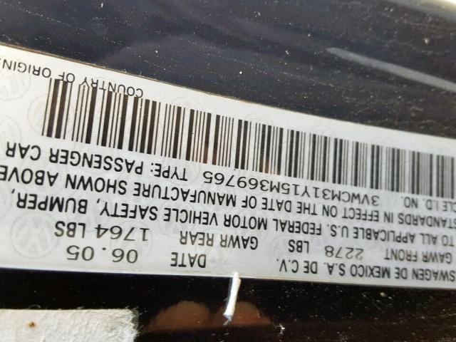 3VWCM31Y15M369765 - 2005 VOLKSWAGEN NEW BEETLE Սև լուսանկար 10