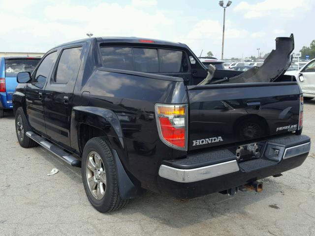 2HJYK165X8H501910 - 2008 HONDA RIDGELINE BLACK photo 3