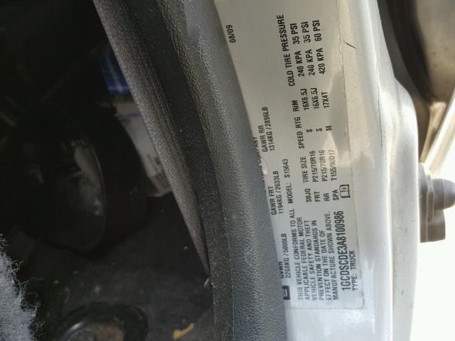 1GCDSCDE3A8100986 - 2010 CHEVROLET COLORADO L SILVER photo 10