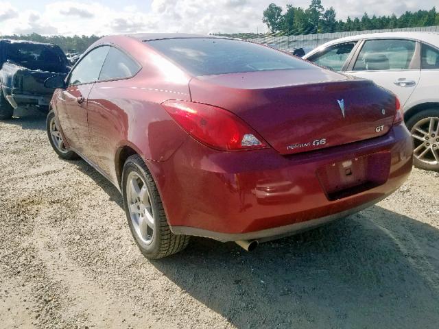 1G2ZH17N394220752 - 2009 PONTIAC G6 GT BURGUNDY photo 3