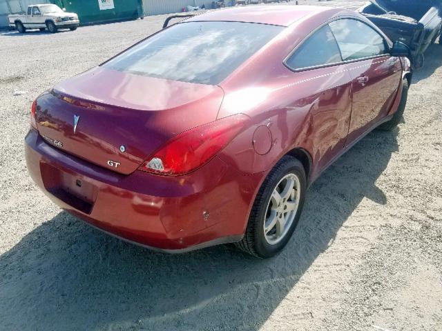 1G2ZH17N394220752 - 2009 PONTIAC G6 GT BURGUNDY photo 4