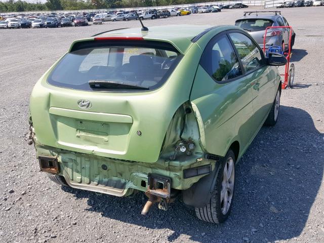 KMHCN36C27U046221 - 2007 HYUNDAI ACCENT SE GREEN photo 4