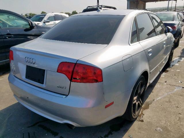 WAUAF78E18A072534 - 2008 AUDI A4 2.0T SILVER photo 4