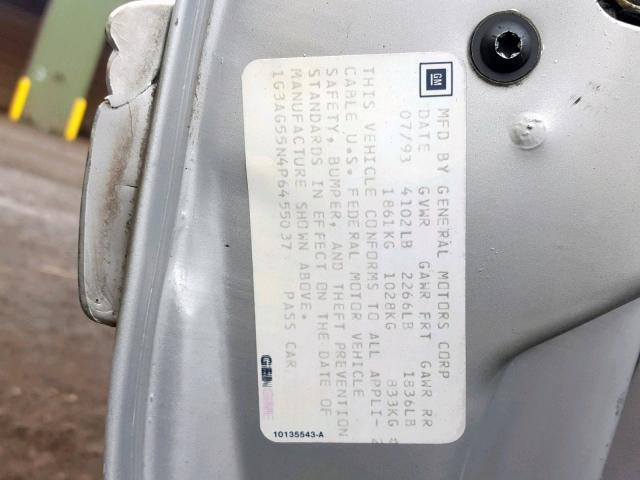 1G3AG55N4P6455037 - 1993 OLDSMOBILE CUTLASS CI 银色 照片 10