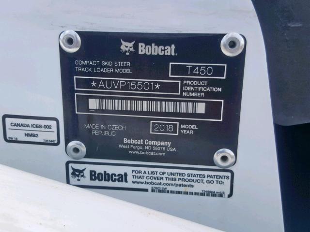 AUVP15501 - 2018 BOBCAT T450-R WHITE photo 10