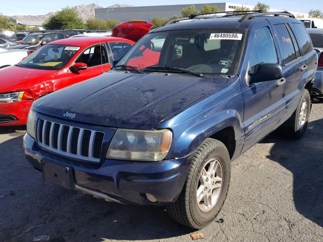 1J4GX48N24C340654 - 2004 JEEP GRAND CHER BLUE photo 2