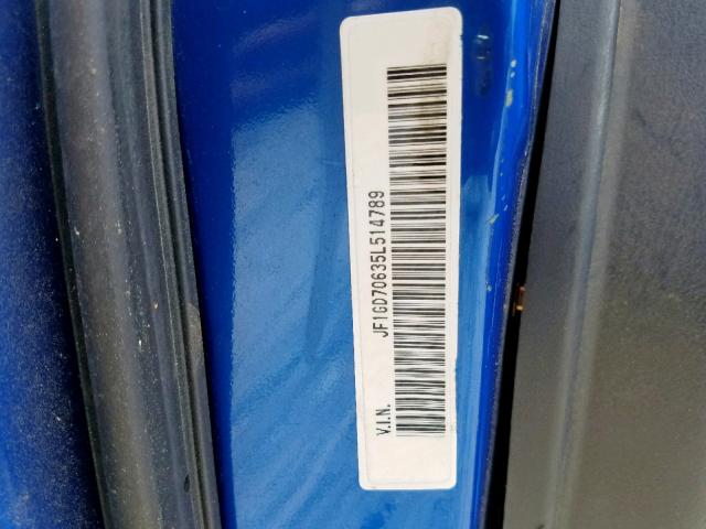 JF1GD70635L514789 - 2005 SUBARU IMPREZA WR BLUE photo 10