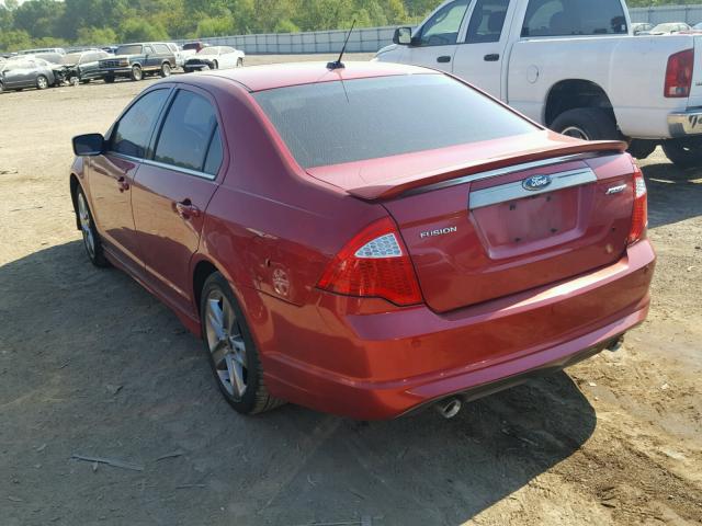 3FAHP0KC8BR124743 - 2011 FORD FUSION SPO RED photo 3