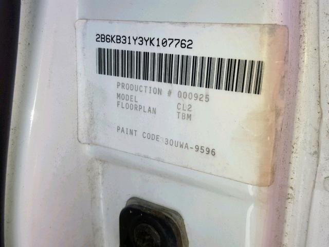 2B6KB31Y3YK107762 - 2000 DODGE RAM VAN B3 WHITE photo 10