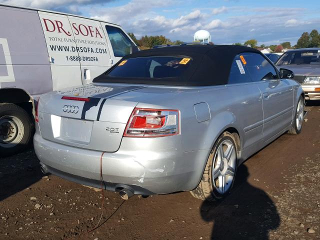 WAUDF48H68K005198 - 2008 AUDI A4 2.0T CA GRAY photo 4