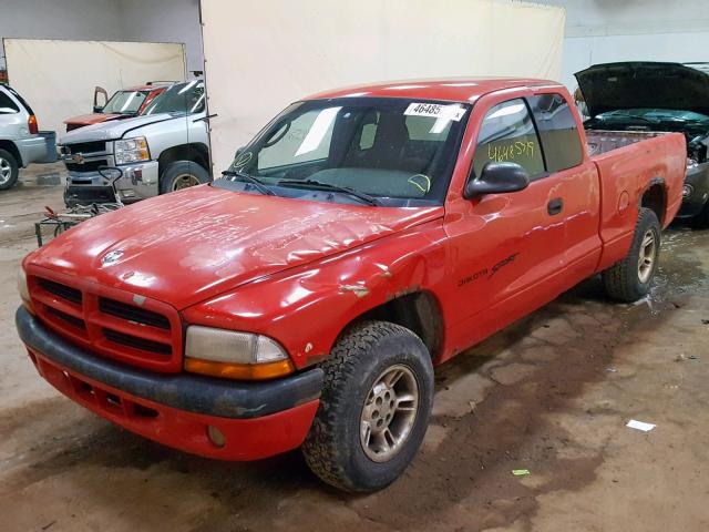 1B7GL22N3YS579995 - 2000 DODGE DAKOTA RED photo 2