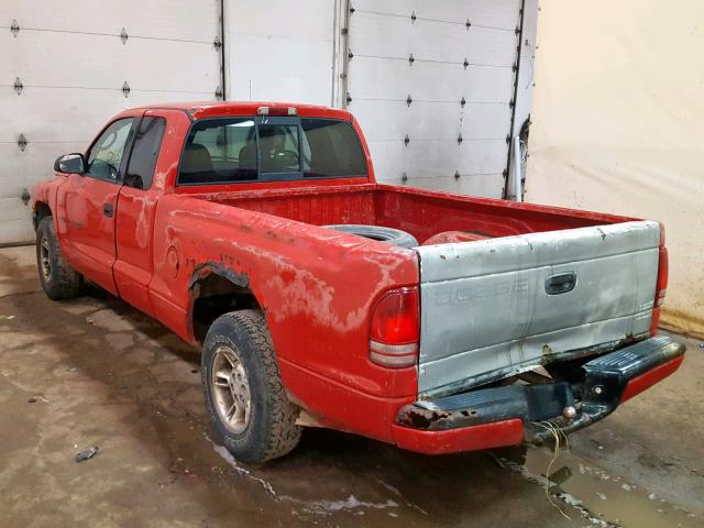 1B7GL22N3YS579995 - 2000 DODGE DAKOTA RED photo 3