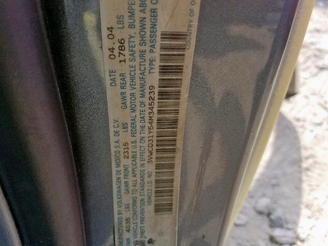 3VWCD31Y54M345239 - 2004 VOLKSWAGEN NEW BEETLE 黄色 照片 10