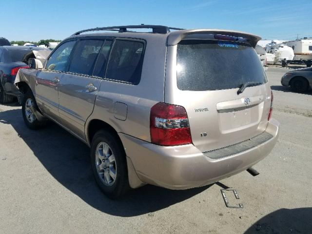 JTEDP21A950046025 - 2005 TOYOTA HIGHLANDER BEIGE photo 3