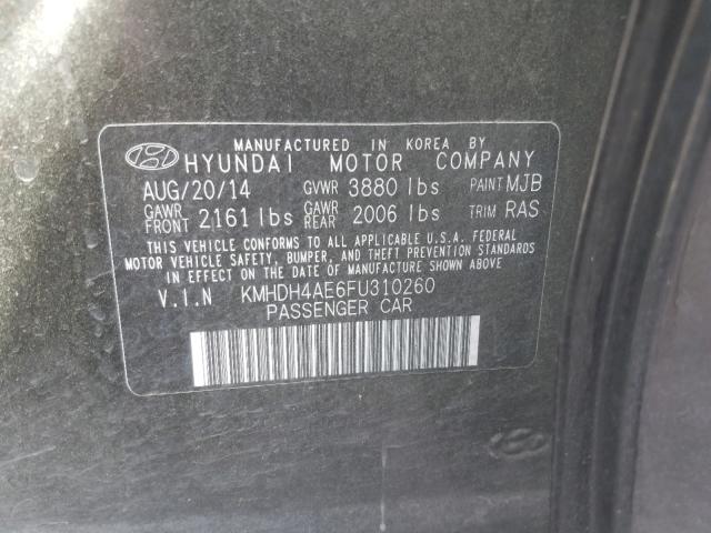 KMHDH4AE6FU310260 - 2015 HYUNDAI ELANTRA SE BLACK photo 10