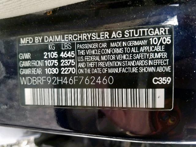 WDBRF92H46F762460 - 2006 MERCEDES-BENZ C 280 4MAT BLUE photo 10