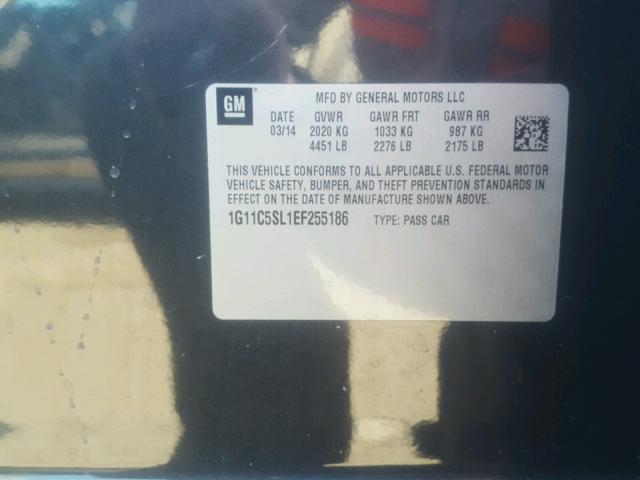 1G11C5SL1EF255186 - 2014 CHEVROLET MALIBU 1LT CHARCOAL photo 10