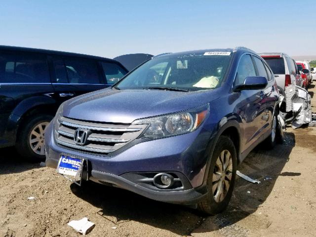 2HKRM4H77DH612368 - 2013 HONDA CR-V EXL BLUE photo 2