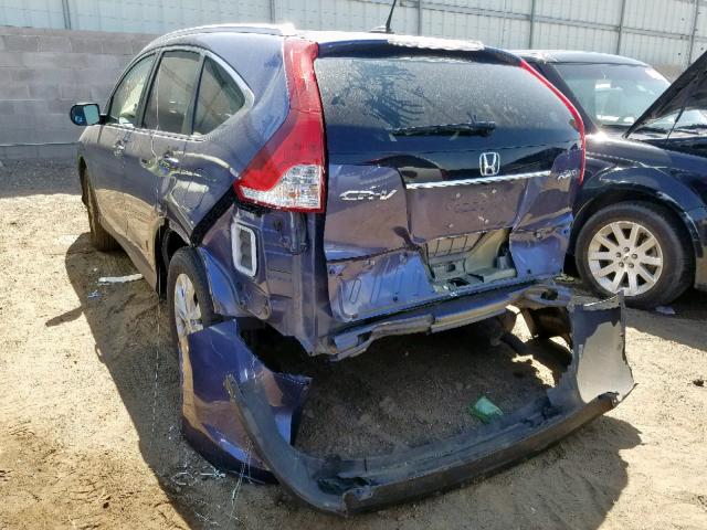 2HKRM4H77DH612368 - 2013 HONDA CR-V EXL BLUE photo 3