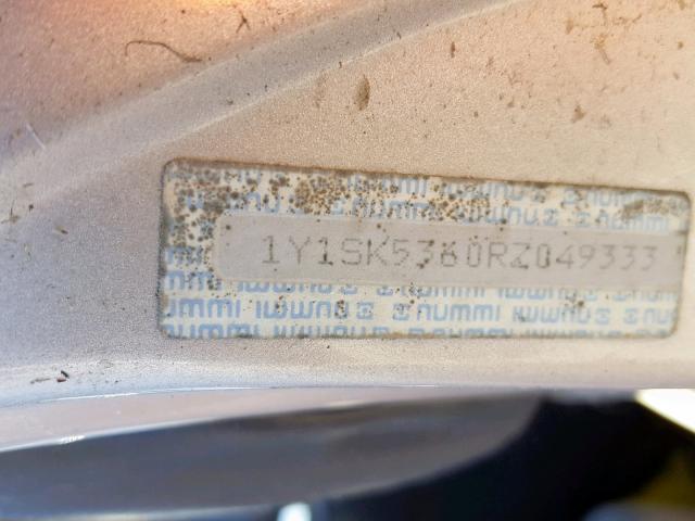 1Y1SK5360RZ049333 - 1994 GEO PRIZM BASE ბეჟი ფოტო 10