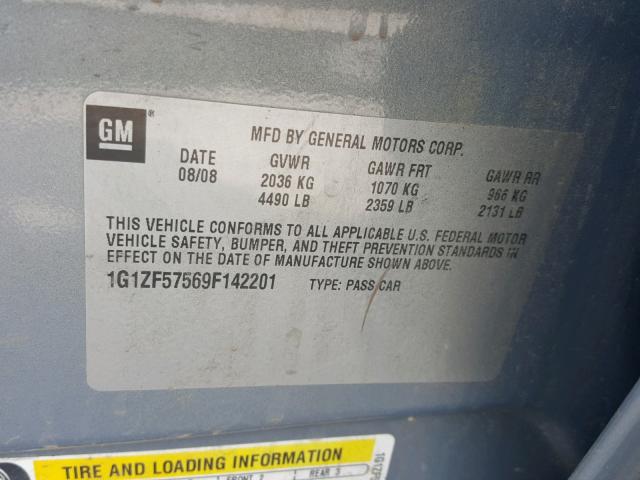 1G1ZF57569F142201 - 2009 CHEVROLET MALIBU HYB 银色 照片 10