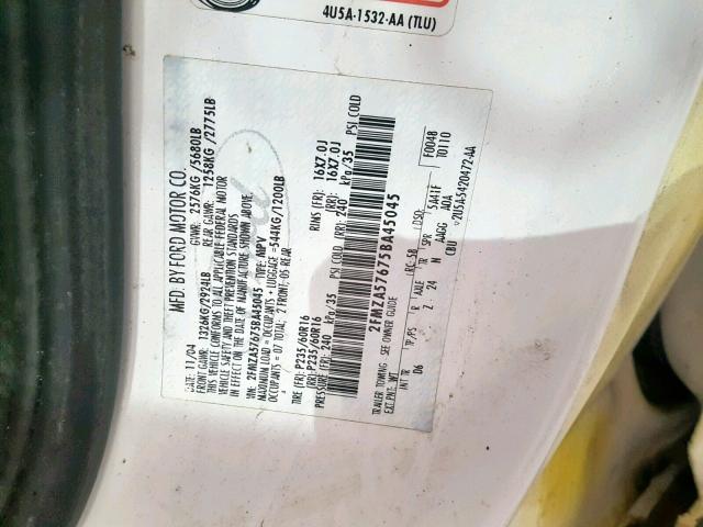 2FMZA57675BA45045 - 2005 FORD FREESTAR S YELLOW photo 10