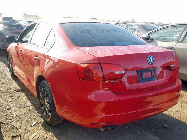 3VW2K7AJXEM436018 - 2014 VOLKSWAGEN JETTA BASE RED photo 3