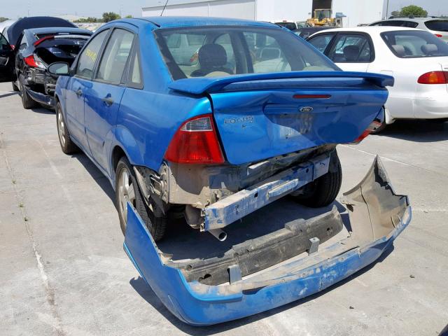 1FAHP34N27W347364 - 2007 FORD FOCUS ZX4 BLUE photo 3