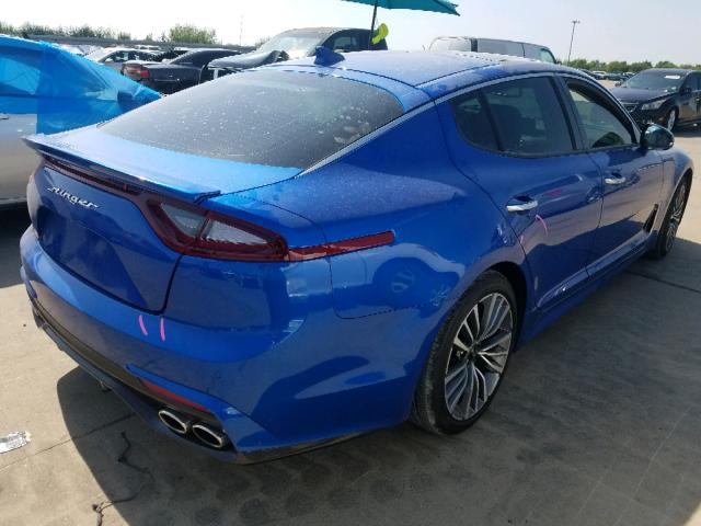 KNAE25LA5K6044753 - 2019 KIA STINGER PR BLUE photo 4