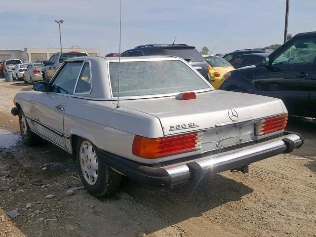 WDBBA48D6GA049937 - 1986 MERCEDES-BENZ 560 SL SILVER photo 3