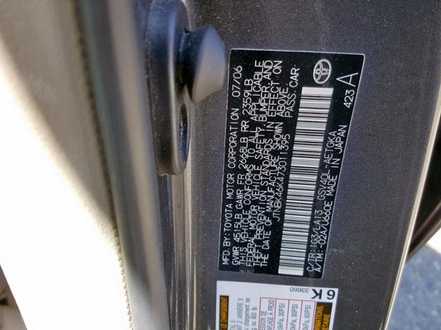 JTNBK46K473011395 - 2007 TOYOTA CAMRY NEW GRAY photo 10