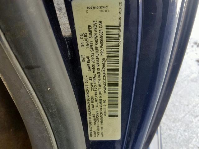 3VWPW31C36M420605 - 2006 VOLKSWAGEN NEW BEETLE ლურჯი ფოტო 10