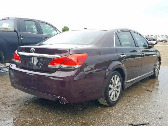 4T1BK3DB2CU455845 - 2012 TOYOTA AVALON BAS BURGUNDY photo 4