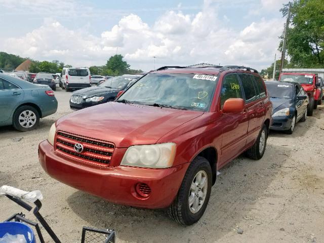 JTEGD21A720022193 - 2002 TOYOTA HIGHLANDER BURGUNDY photo 2