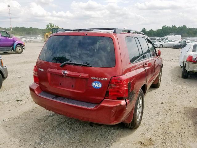 JTEGD21A720022193 - 2002 TOYOTA HIGHLANDER BURGUNDY photo 4