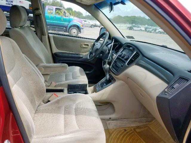 JTEGD21A720022193 - 2002 TOYOTA HIGHLANDER BURGUNDY photo 5