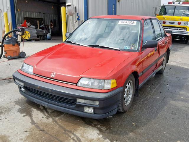 1HGED3642ML056162 - 1991 HONDA CIVIC DX RED photo 2