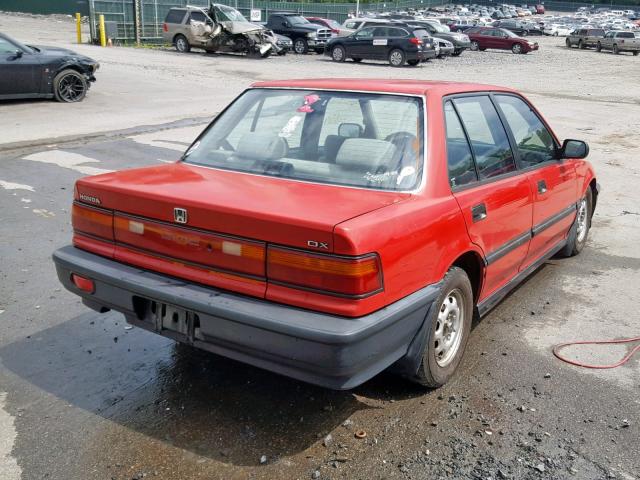 1HGED3642ML056162 - 1991 HONDA CIVIC DX RED photo 4