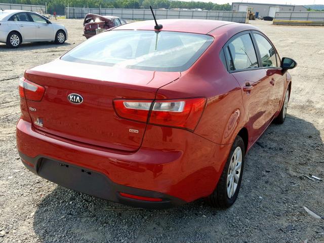 KNADM4A33E6371726 - 2014 KIA RIO LX RED photo 4