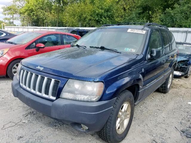 1J4GW48N24C349521 - 2004 JEEP GRAND CHER BLUE photo 2